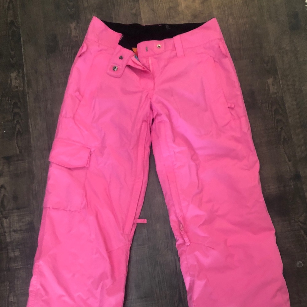 Hot pink ski pants